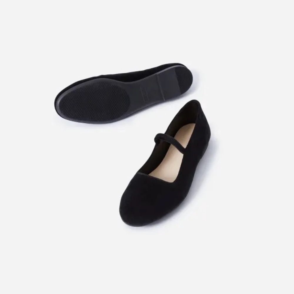 Everlane Black Velvet MaryJane Flats